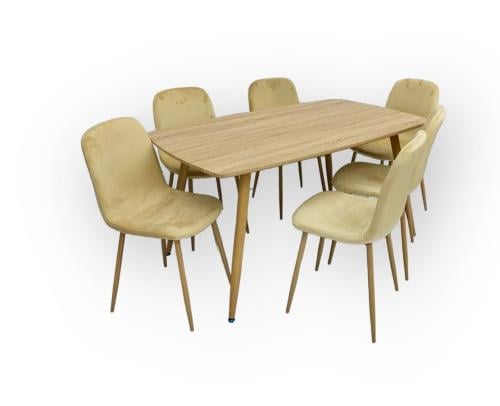 طاولة طعام مودرن 6 كرسي لون بيج مقدم لكم من كاما