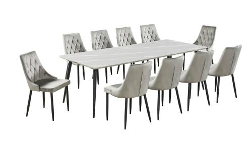 طقم طاوله طعام بديل رخام مودرن لون رمادي 10 كرسي من كاما