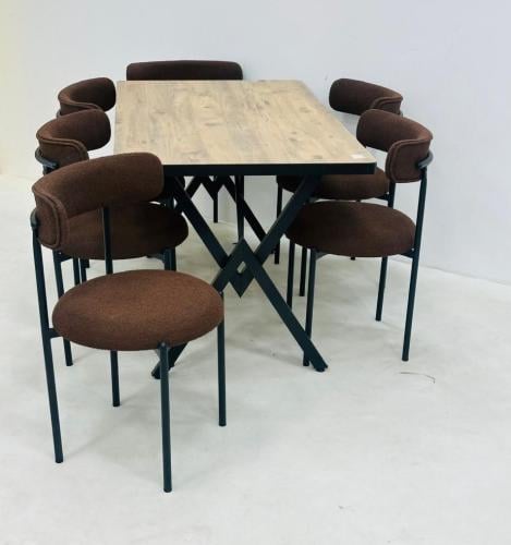 طقم طاولة طعام مستطيل خشب 6كرسي لون بني من كاما