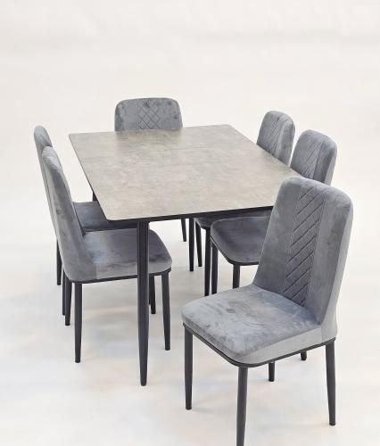 طاولة طعام مودرن6كرسي خشب لون رمادي مقدم لكم من كاما