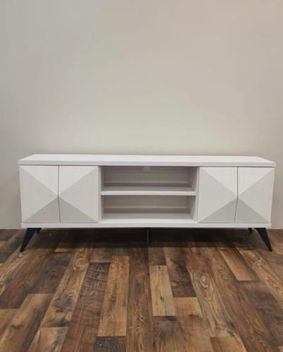 طاولة تلفزيون لون أبيض مقاس 150 سم من كاما