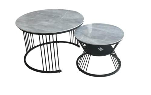 طقم طاولة سيراميك من قطعتين لون رمادي مقدمة لكم من كاما