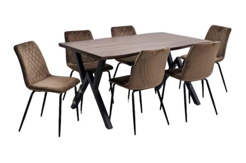 طاولة طعام 6كرسي بتصميم عصري لون بني من كاما