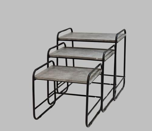 طقم طاولات شاي خشب بتصميم مودرن عصري 3قطع لون بني مقدم لكم من كاما