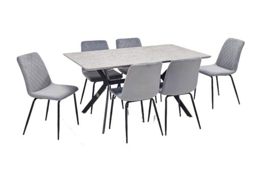 طاولة طعام 6كرسي بتصميم مميز لون رمادي من كاما