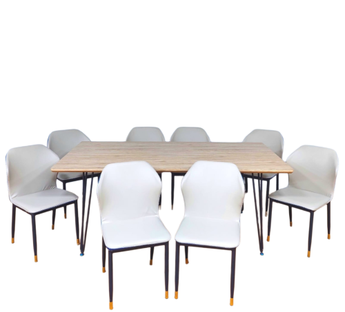 طقم طاوله طعام خشب لون بيج 8 كرسي من كاما