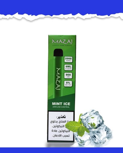 سحبة مزاج بنكهة النعناع ايس 2000 بف-MAZAJ AIRFLOW CONTROL MINT ICE 2000 PUFFS