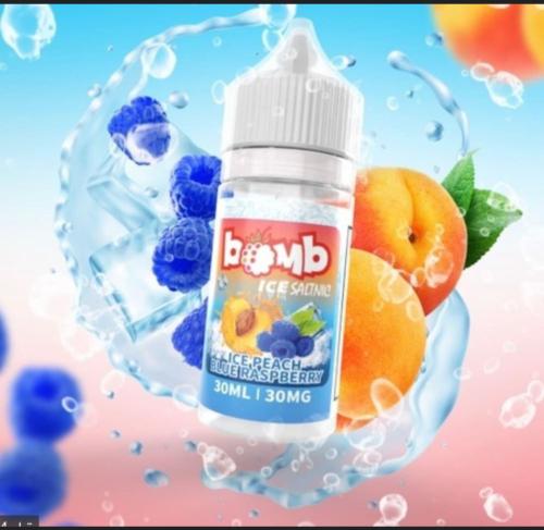 نكهة بومب خوخ توت ازرق ايس30 مل BOMO ICE SALTNIG
