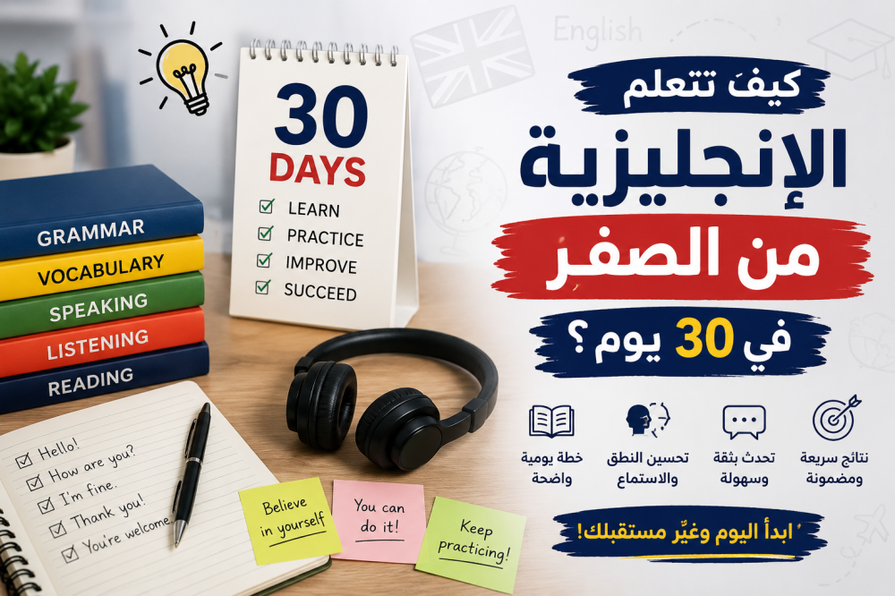 كيف تتعلم الإنجليزية من الصفر في 30 يوم؟