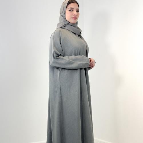 عبايه سادة كتان قطن لون تيفاني