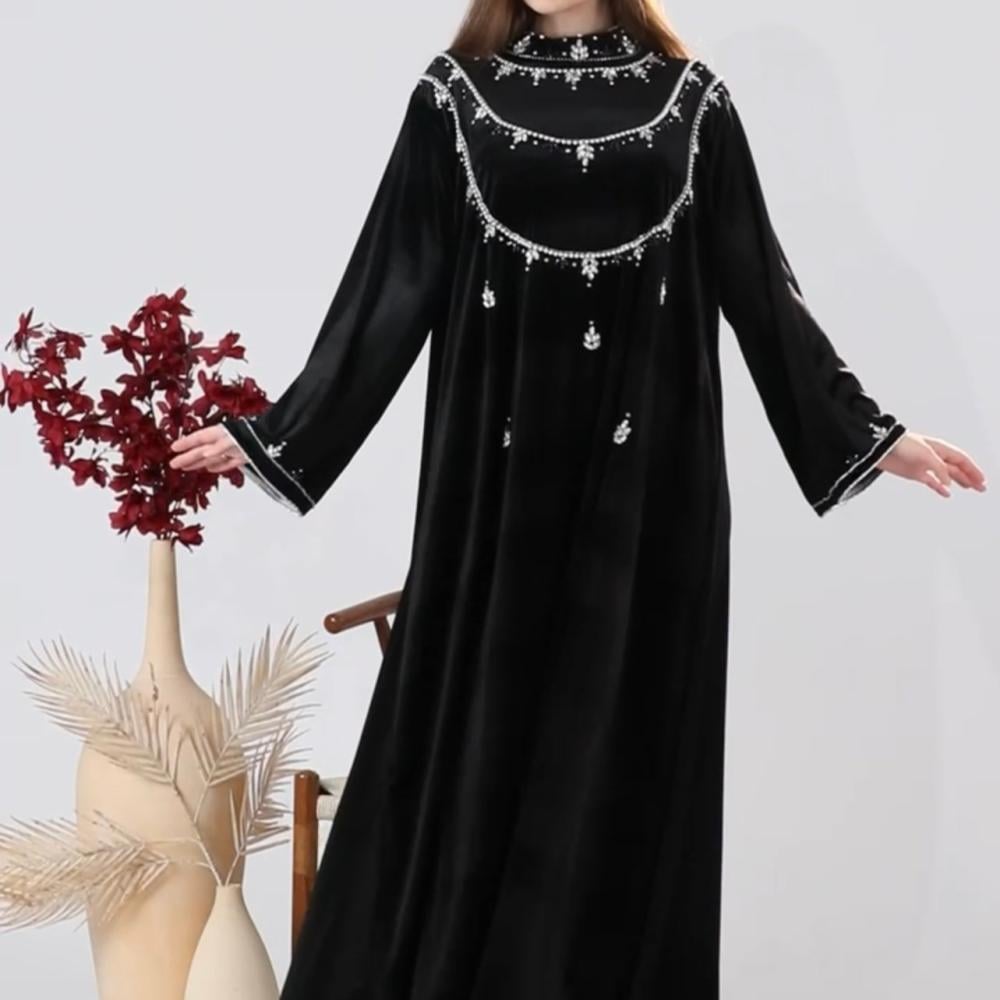 جلابية مخمل اسود