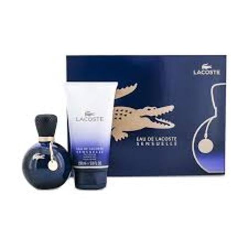 Lacoste Eau De Lacoste Sensuelle Pour Femme 3Picse Gift Set Eau De Parfum Spray 90ml & Shower Gel   - طقم هدية لاكوست او دو لاكوست سينشول بور فيم او دو بارفيوم 90 مل + جل استحمام