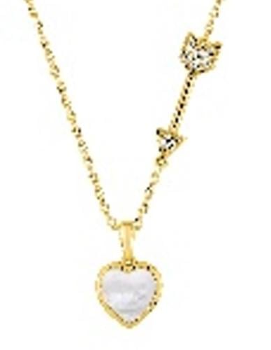 Gold plated necklace with MOP and zirconia - DMC384HZ45E - سلسال مطلي بالذهب مع صدف و الزيريكون