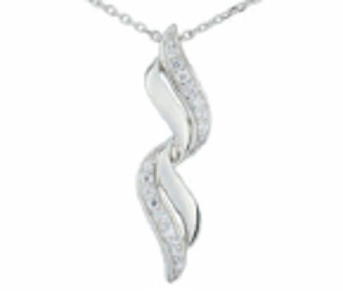 Silver necklace with white cubic zirconia - ASCM58Z40 - قلادة فضية مع احجار االزيريكون