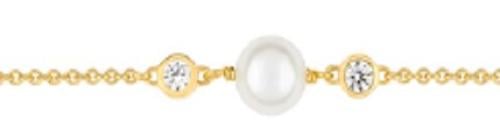 Gold-plated bracelet with pearl and white cubic zirconia - DIBA165GZ20E - سوار مطلي بالذهب مع اللؤلؤ و الزيريكون الابيض