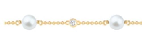 Gold-plated bracelet with pearl and white cubic zirconia - DIBA166GZ20E -  سوار مطلي بالذهب مع لؤلؤ وزركون أبيض