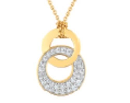 Gold-plated necklace with white cubic zirconia - DSCM19Z42E - قلادة مطلية بالذهب مع احجار الزيريكونيا البيضاء