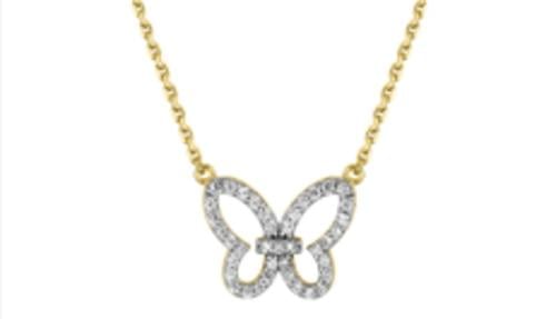 Gold-plated necklace with white cubic zirconia - DSC352Z40E - قلادة مطلية بالذهب مع  احجار الزيريكون الابيض