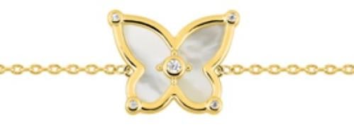 Gold plated bracelet with MOP and zirconia - DSB390Z18E- سوار مطلي بالذهب مع صدف و زيريكون