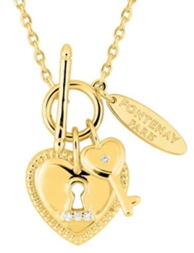 Gold plated necklace with zirconia - DSC393Z45E - سلسال مطلي بالذهب مع زيركونيا من فونتني