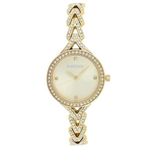 The FONTENAY gold-plated steel watch for women emb...