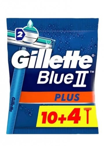 طقم شفرات حلاقة بلو II بلس للاستخدام مرة واحدة من 14 قطعة أزرق / فضي