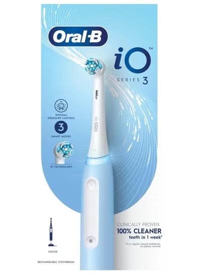 فرشاة أسنان كهربائية قابلة لإعادة الشحن من سلسلة iO3، 3 أوضاع ذكية. تقنية آيو، الذكاء الاصطناعي، التحكم الأمثل في الضغط