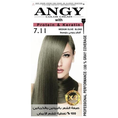 انجي صبغة شعر اشقر زيتوني متوسط ( 7.11 ) – 120 مل
