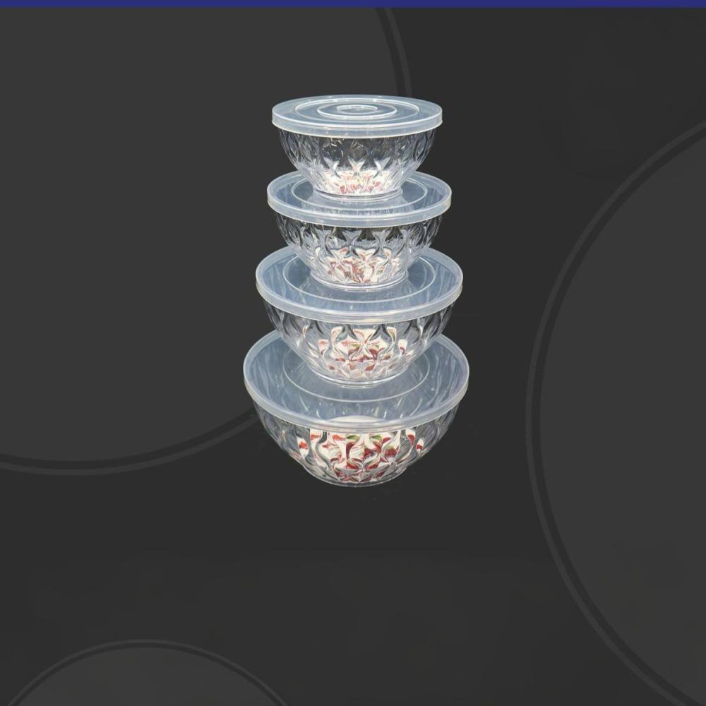 طقم علب بلاستيك شفاف 4 حبات