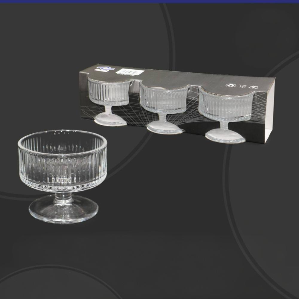 طقم كاسات ايسكريم زجاج 3 حبات