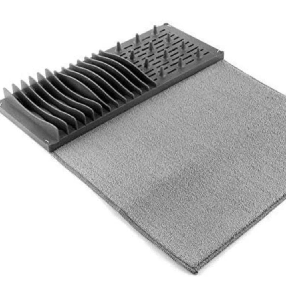 منظم صحون بلاستيكي ومناشف