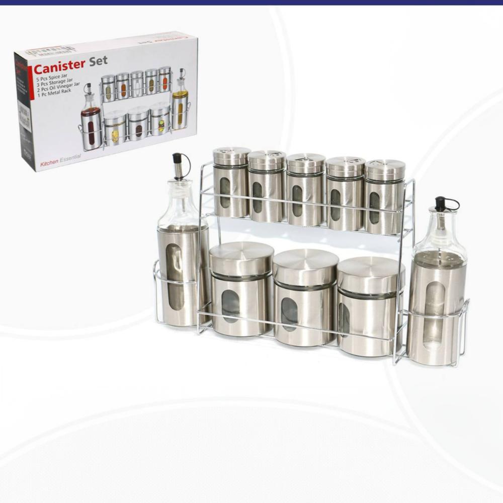 طقم علب بهارات و علب زيت و ملاحه