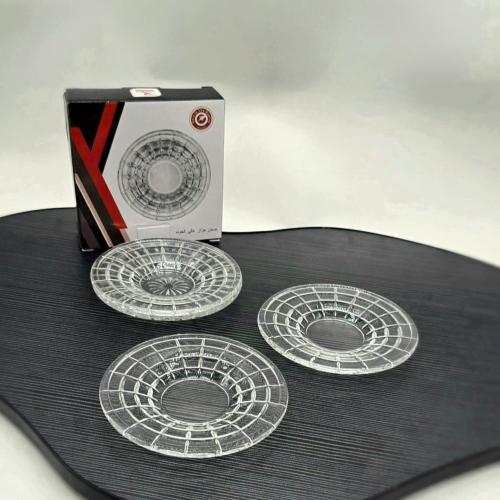 طقم صحون بيالات زجاج ( 3 حبات )