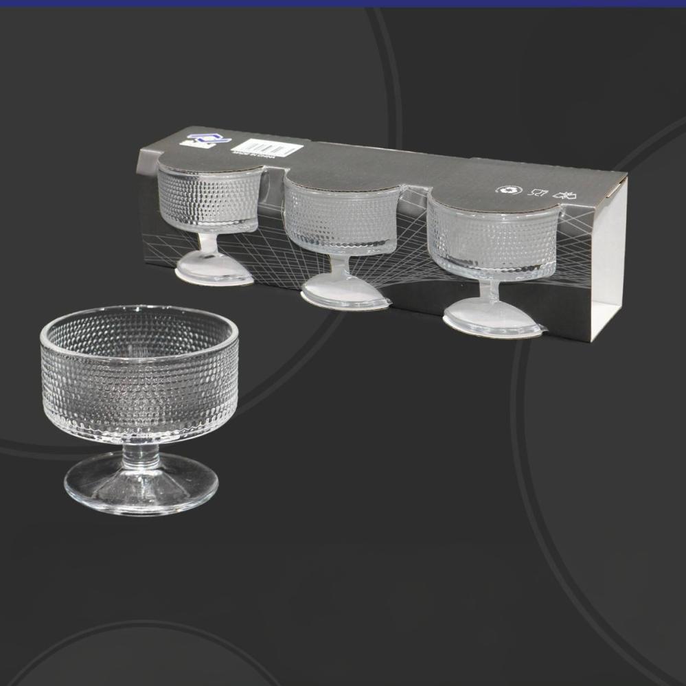 طقم كاسات ايسكريم زجاج 3 حبات