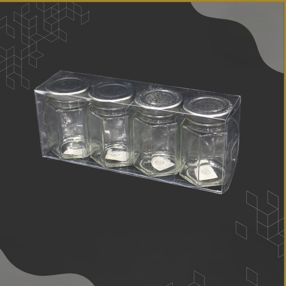 طقم علب زجاج بغطاء ستيل 4 حبات