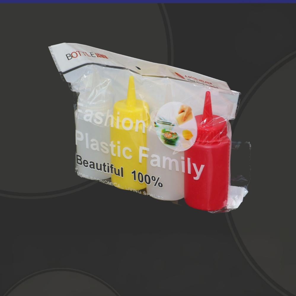 طقم علب كاتشب بلاستيك 4 حبات