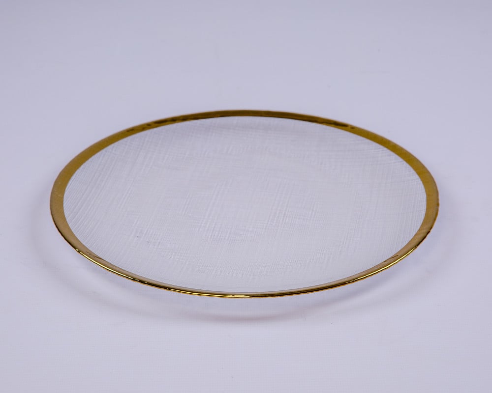 صحن تقديم باطراف ذهبية بعدة مقاسات