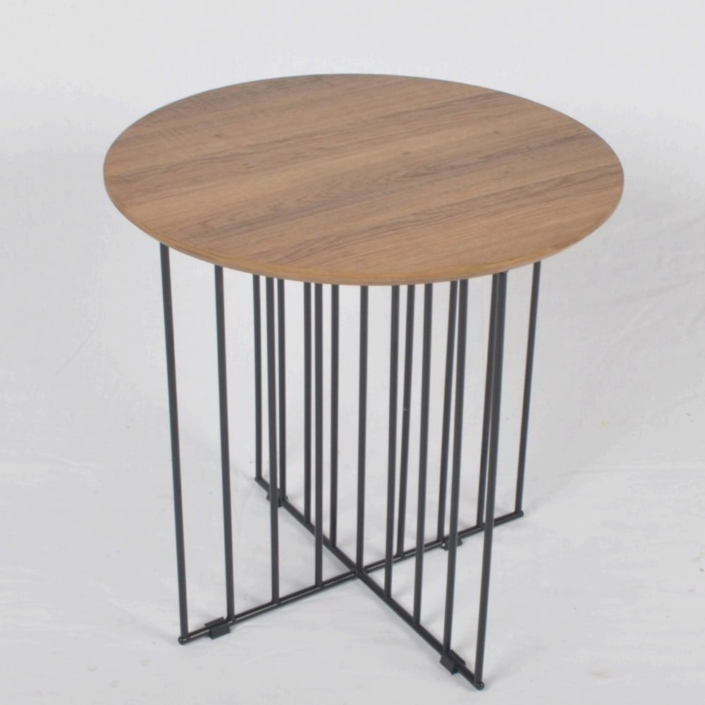 طاولة جانبيه بسطح خشبي