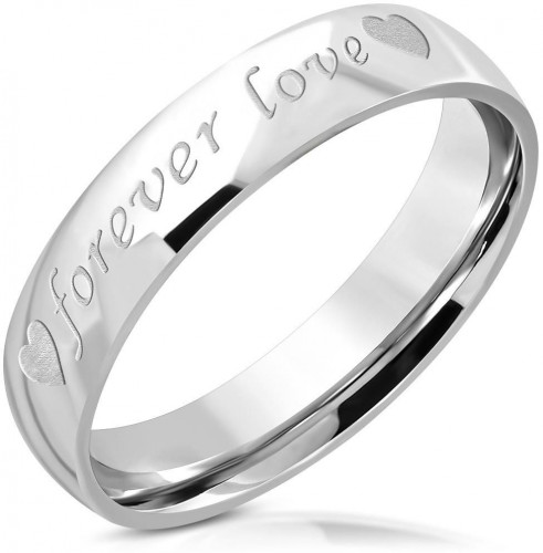 دبلة رجالية مطلي بالفضة بعبارة forever love