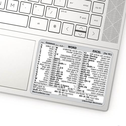 MS OFFICE SHORTCUTS STICKERS WHITE