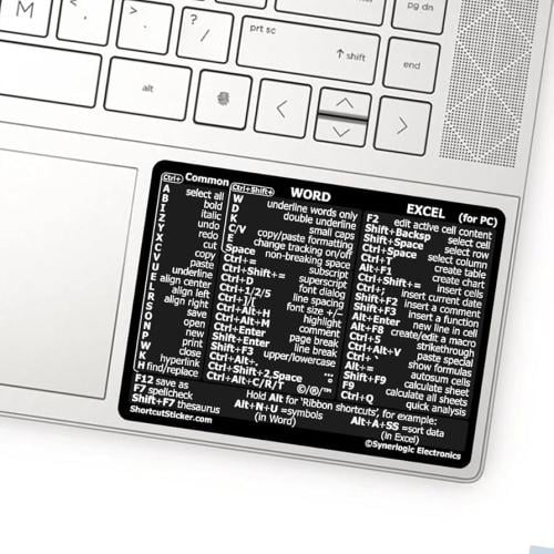 MS OFFICE SHORTCUTS STICKERS BLACK
