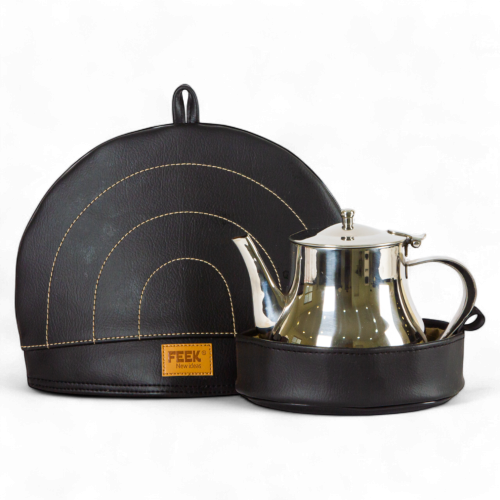 جراب غطاء ابريق جلد أسود