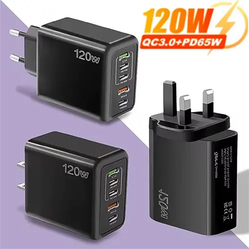 إجمالي 120 واط شاحن USB 5 منافذ نوع C شحن سريع اله...