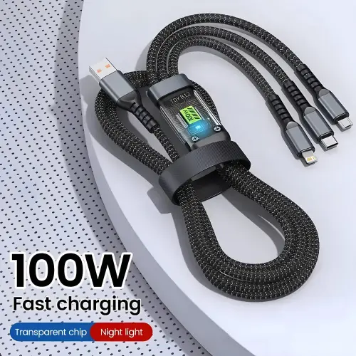 3 في 1 100 واط 5A شحن سريع USB إلى Type-C مايكرو ك...
