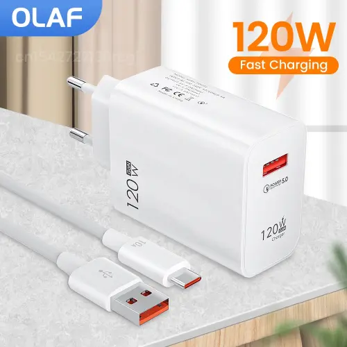 أولاف 120 واط USB شاحن شحن سريع QC3.0 USB C كابل ن...