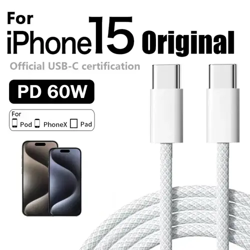 الأصلي PD 60 واط شاحن سريع 6A USB C إلى نوع C كابل...