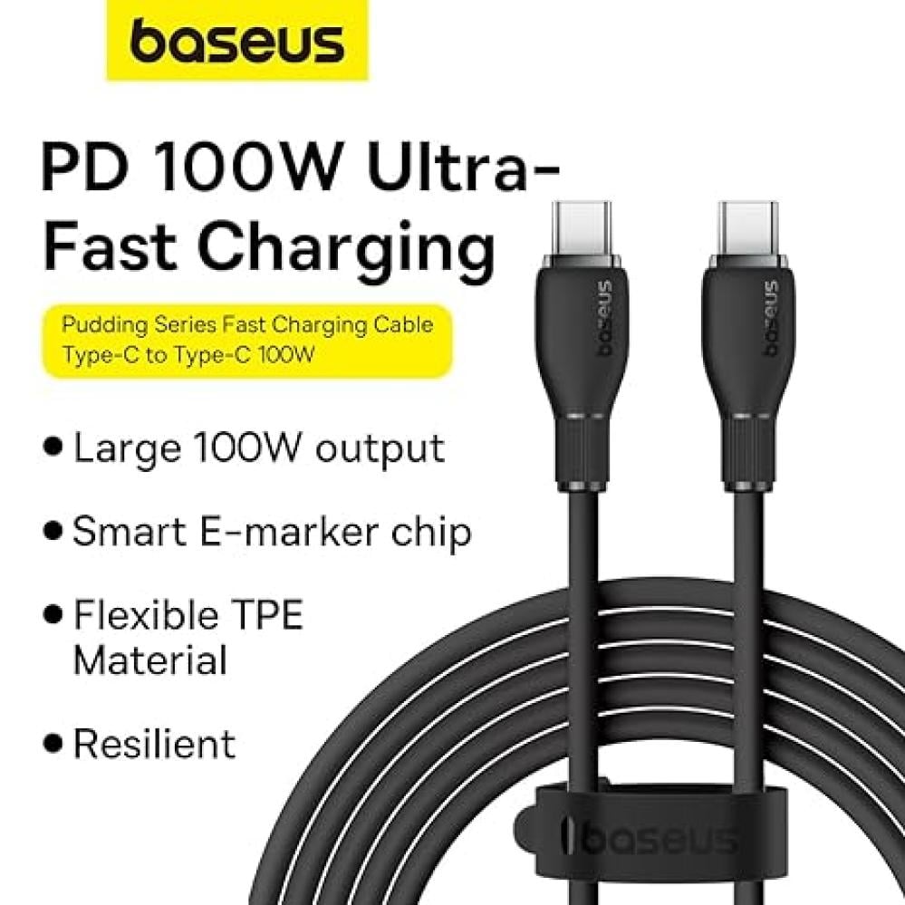 كابل بيسوس MEGA Fast 100W من النوع C إلى النوع C مع حماية من الت