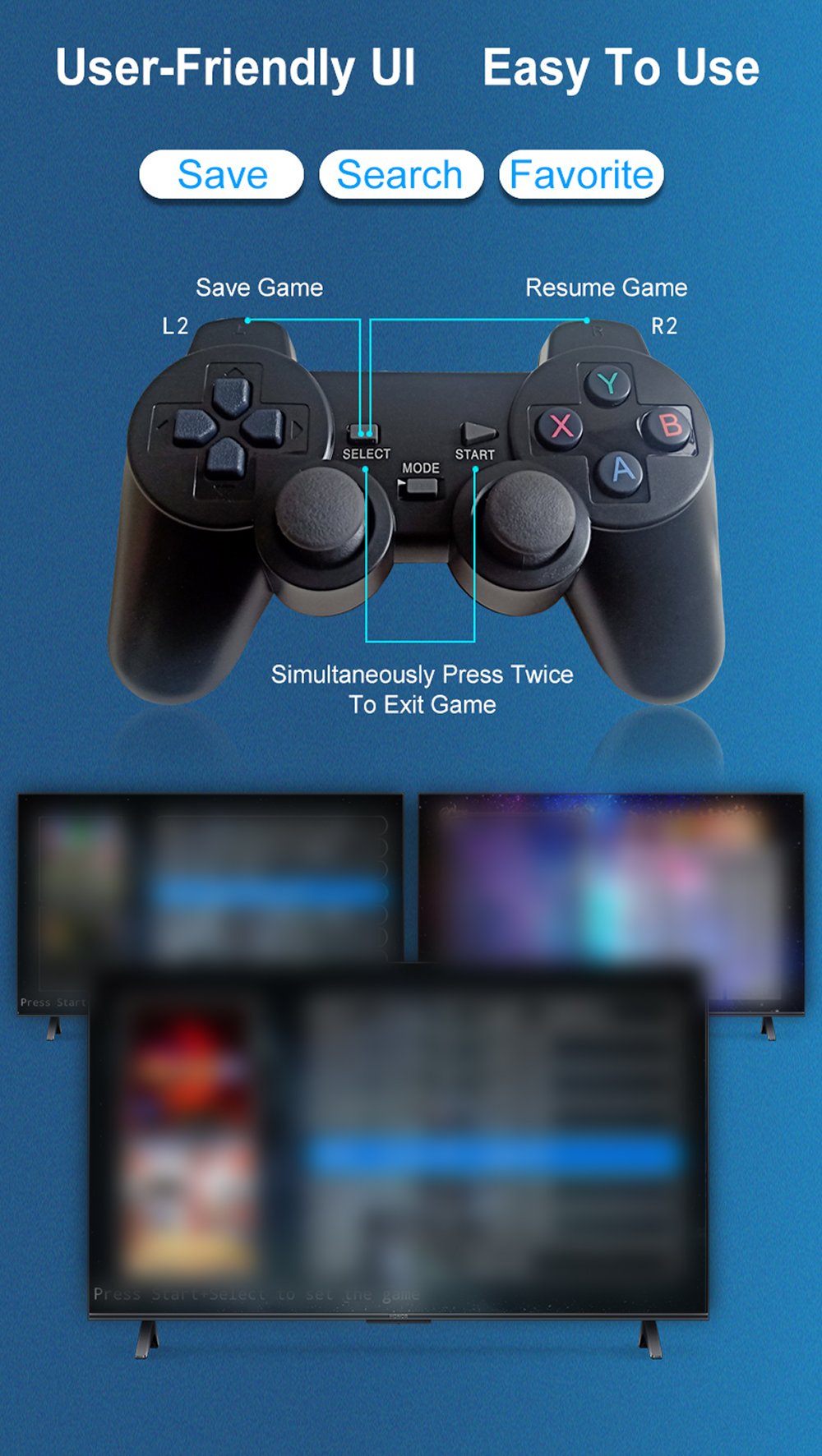 X8 Game Stick 8K 10000 Games Arcade Retro Video Games Consoles for PS1 Dual  Wireless Controller HD Mini TV Box for Android - متجر الفارق للاتصالات