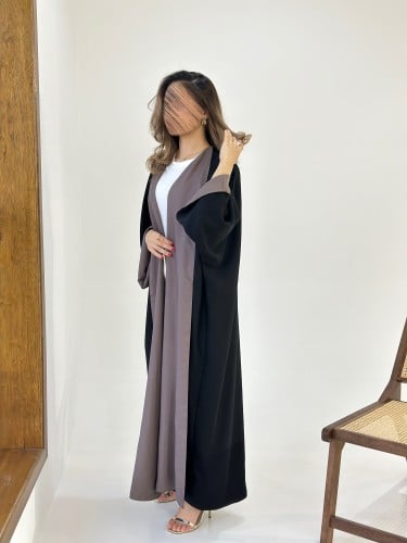 عباية دبل فيس جملي وأسود- نص بشت A233