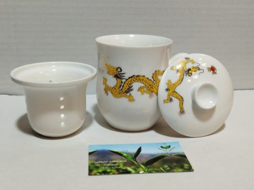 كوب شاي برسلان (300مل)غطا ومصفاة 8 | 8 Porcelain m...